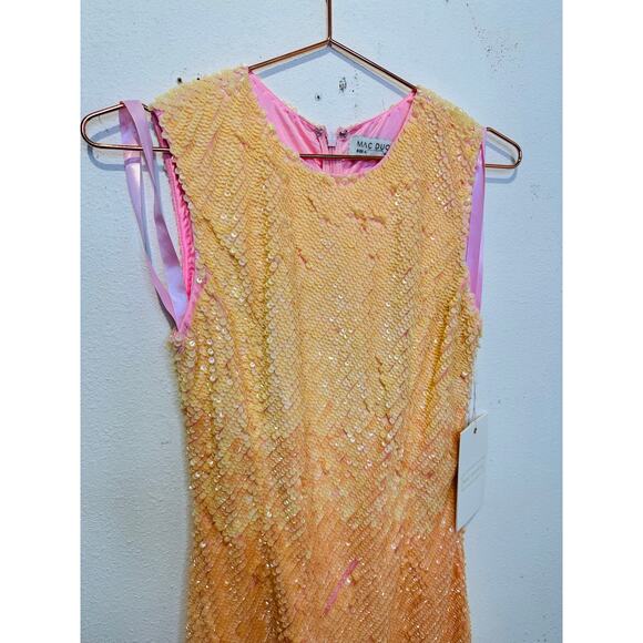 MAC DUGGAL Pink Yellow Ombre Sequin High Neckline Sleeveless Cocktail Dress sz 4 - Picture 4 of 9